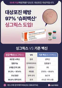 은평연세병원 대상포진 예방 백신 인포그래픽