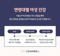 서울IVF여성의원 연령대별 여성 건강 검진 안내 콘텐츠